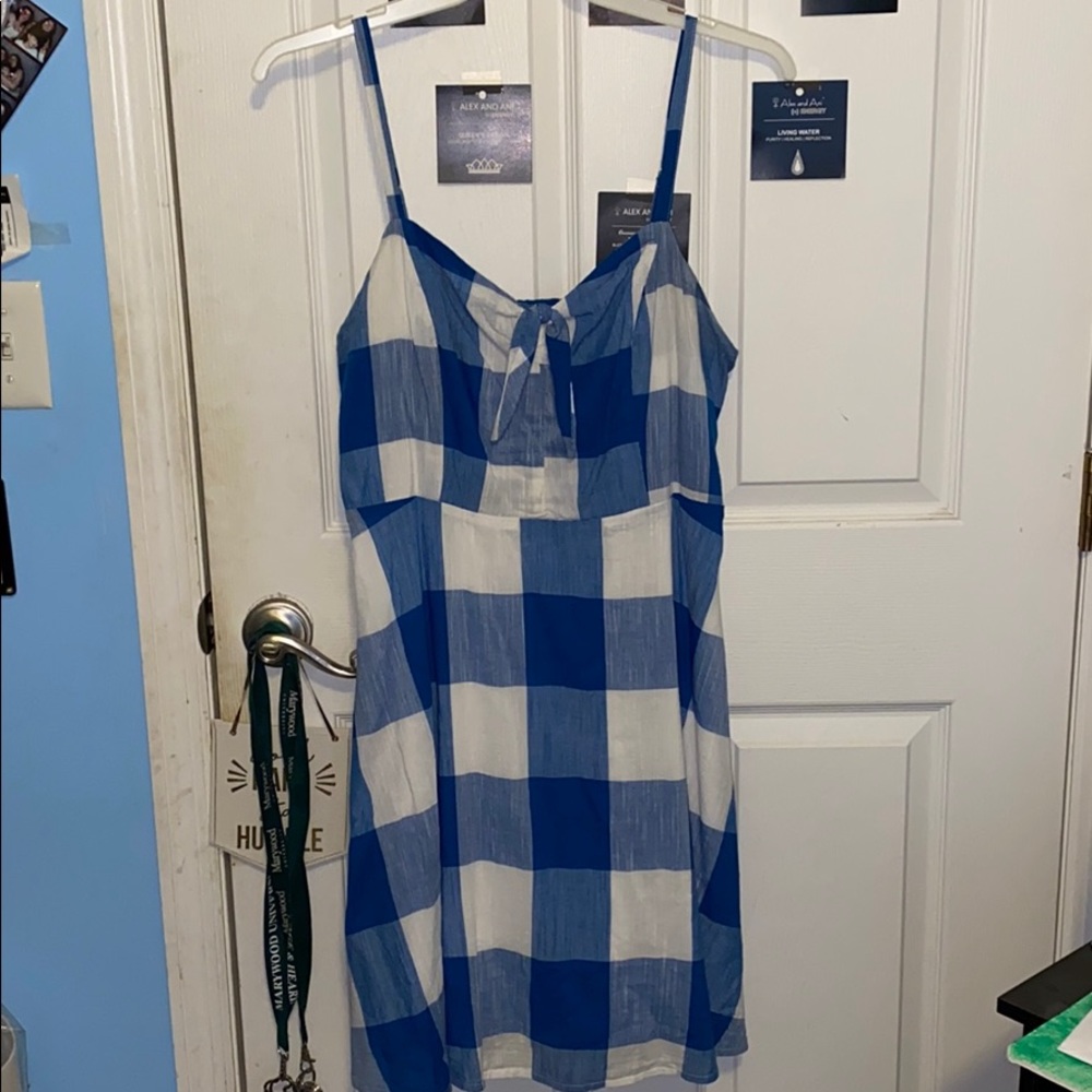 Blue and White Flannel Dress